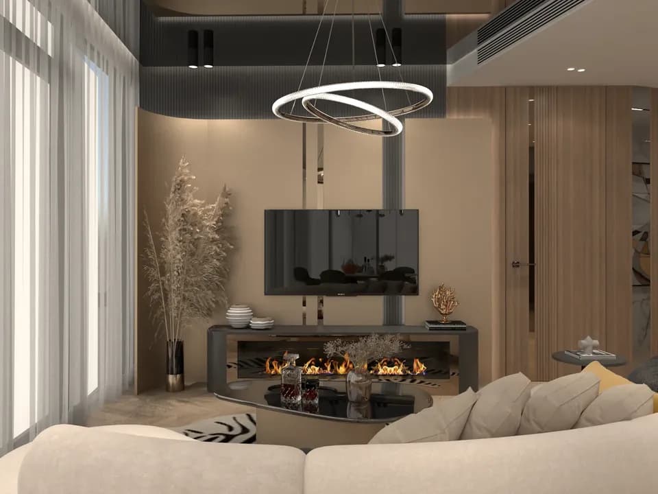 Linja të Buta — Salloni, pamja 01. Vizualizim nga Xherahu Architecture.